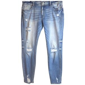 KanCan Signature Low Rise Ankle Skinny Jeans Distressed Blue Women's Size 36